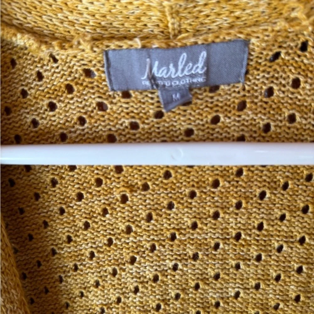 Marled Mustard‎ Yellow Cable Knit Long Cardigan Size Medium